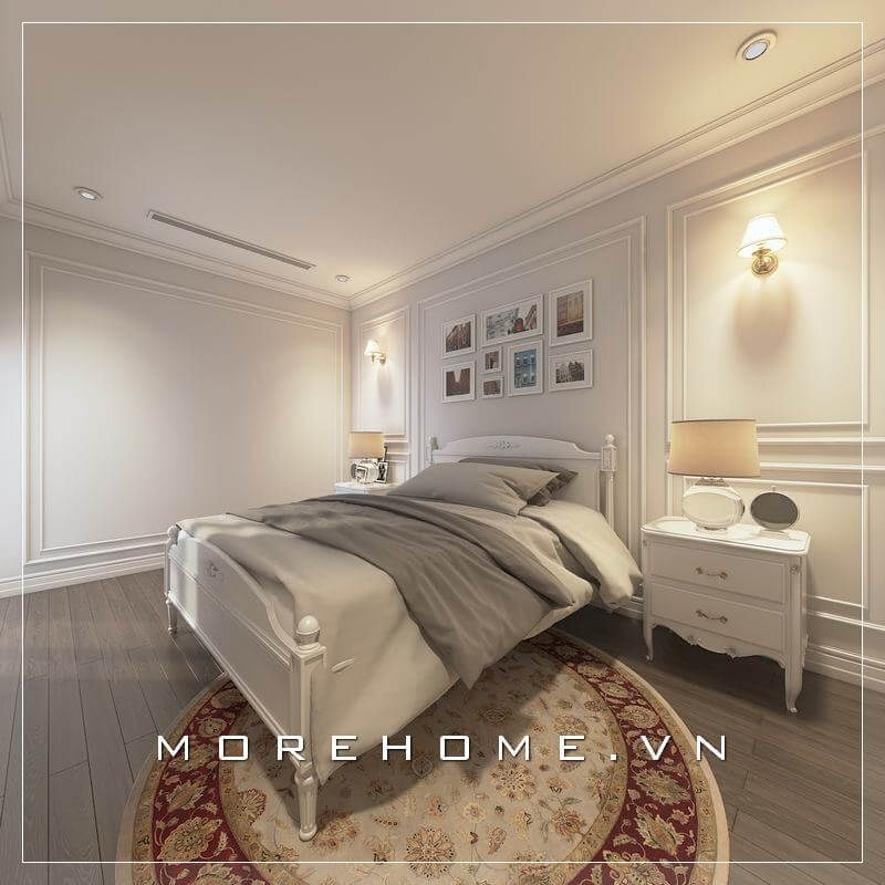 Giường ngủ màu trắng ấn tượng mang lại cho bạn một không gian nghỉ ngơi đầy thư giãn và thoải mái